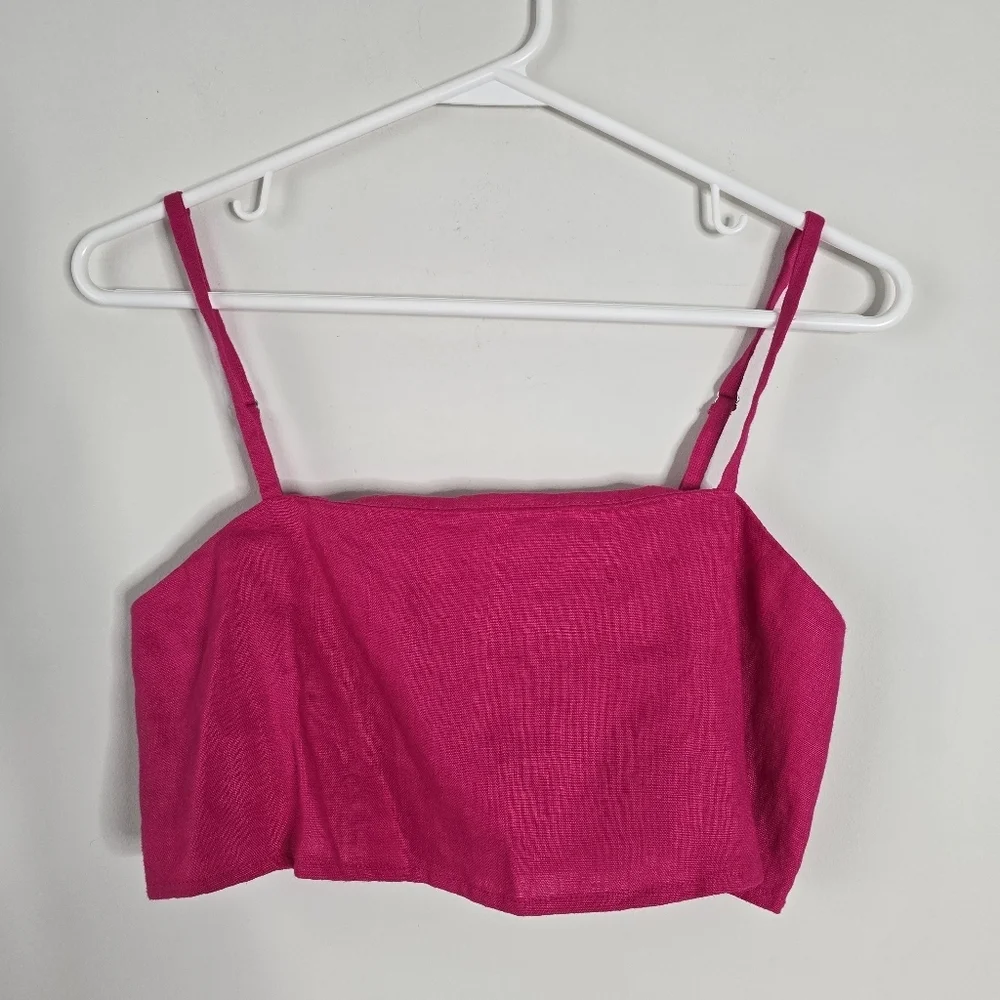 Reformation Cleo Linen Hot Pink Two Piece Set 2 Petite Barbiecore Feminine